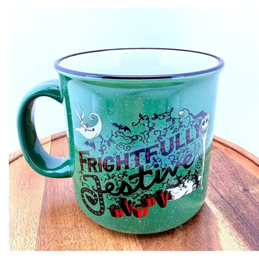 Disney The Nightmare Before Christmas Frightfully Festive Green Camper Mug 20oz